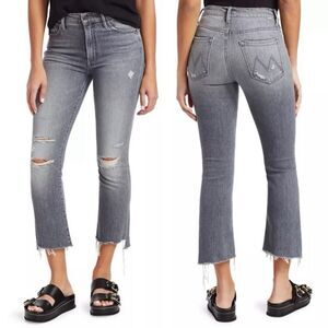 Mother The Insider Crop Step Fray Ace Of Spades.Distressed jeans. Gray. Sz 25